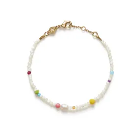 Confetti Gem Bracelet, White Shell