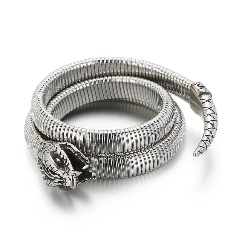 Creative Snake-Shaped Titanium Steel Bracelet for Men - European and American Hipster Fashion Jewelry