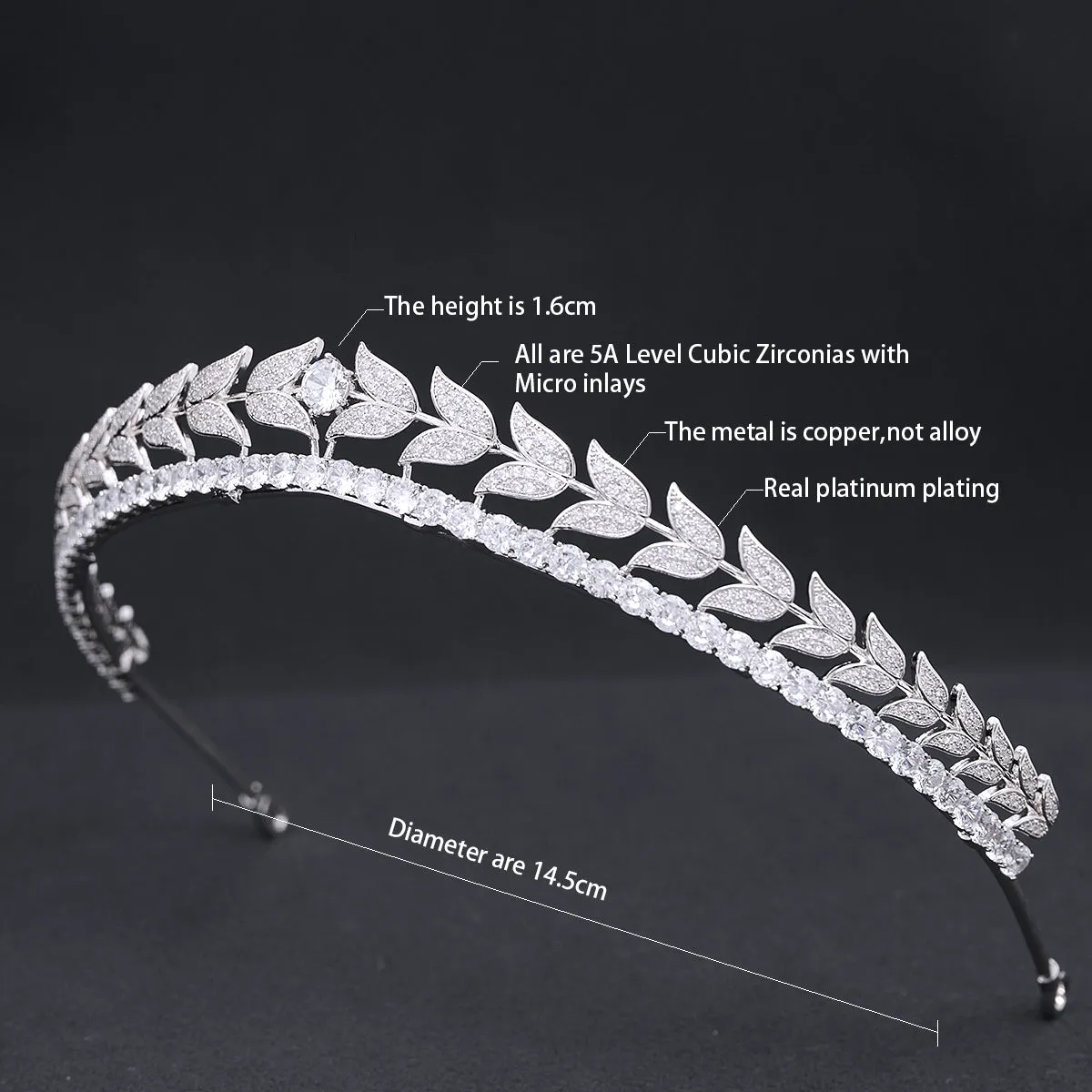 Cubic Zirconia Tulip Headband for Wedding,Crystal Bride Tiaras for Girls CH10396