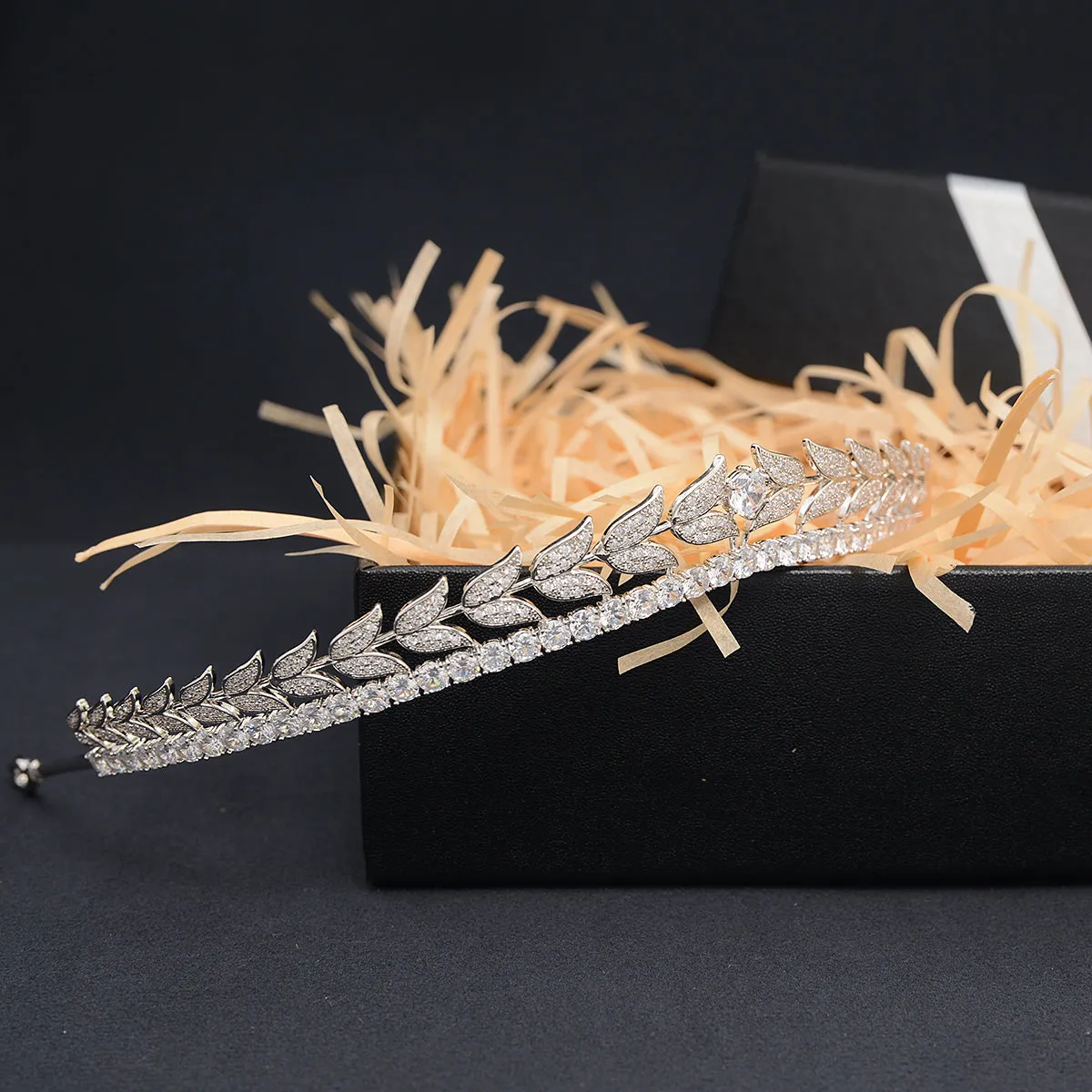 Cubic Zirconia Tulip Headband for Wedding,Crystal Bride Tiaras for Girls CH10396