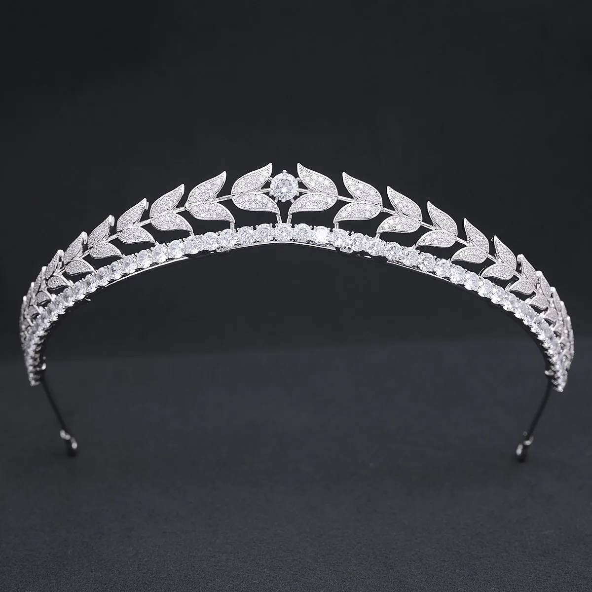 Cubic Zirconia Tulip Headband for Wedding,Crystal Bride Tiaras for Girls CH10396