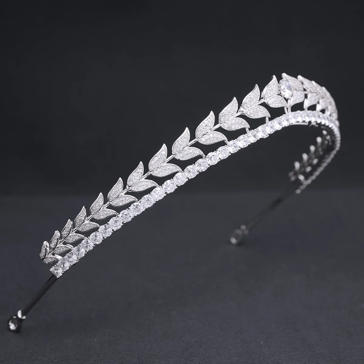 Cubic Zirconia Tulip Headband for Wedding,Crystal Bride Tiaras for Girls CH10396