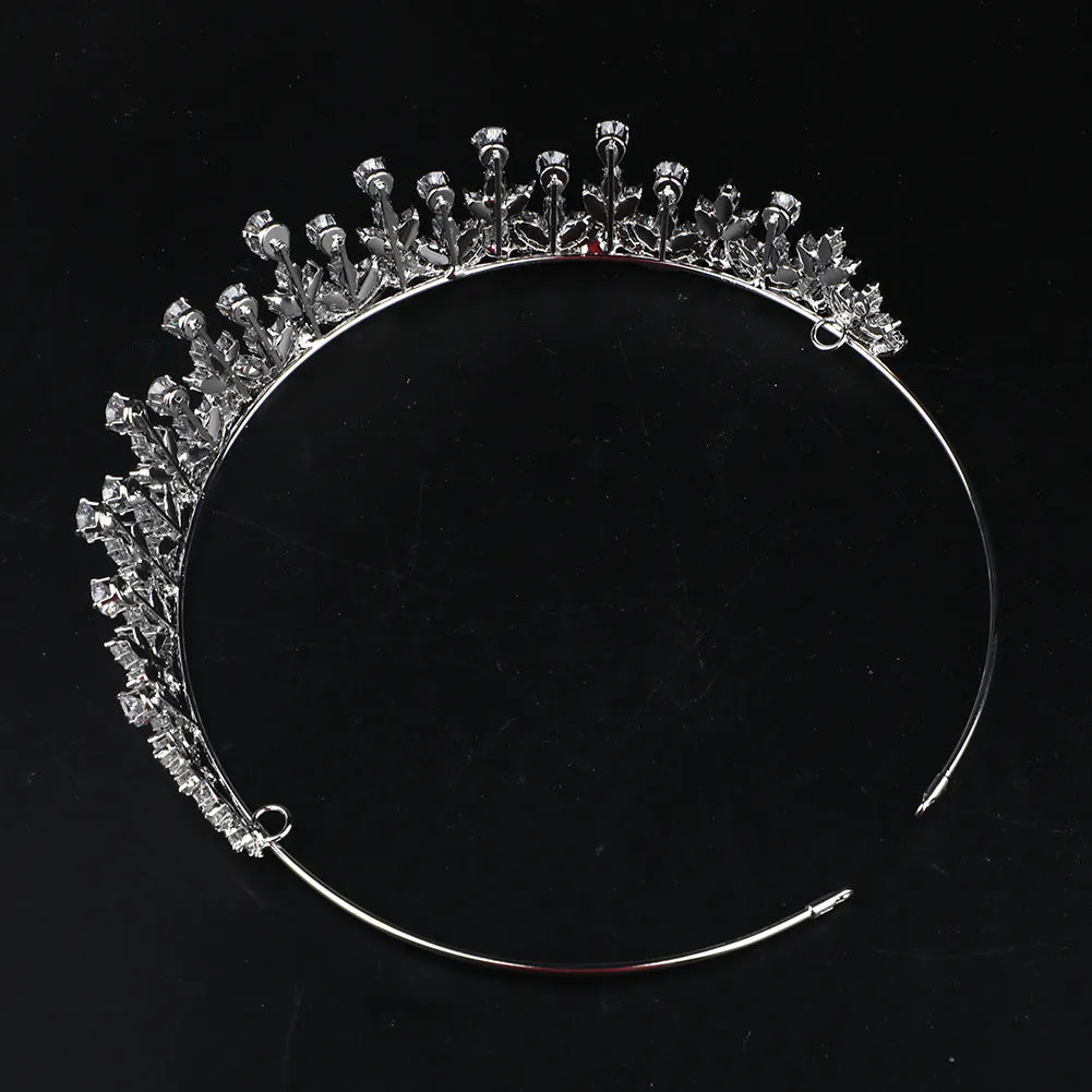 Cubic Zirconia Wedding Tiara for Bridal, Bling Crystal Girl Hair Accessories Jewelry