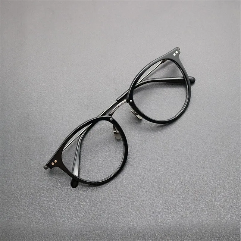 Cubojue Unisex Full Rim Oval Round Titanium Reading Glasses