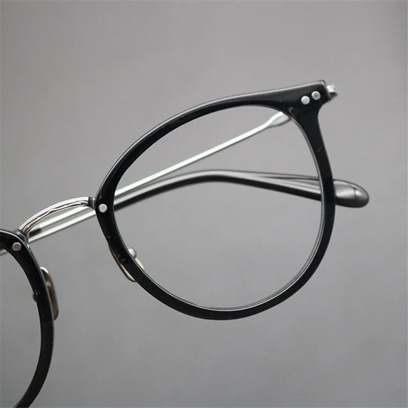 Cubojue Unisex Full Rim Oval Round Titanium Reading Glasses