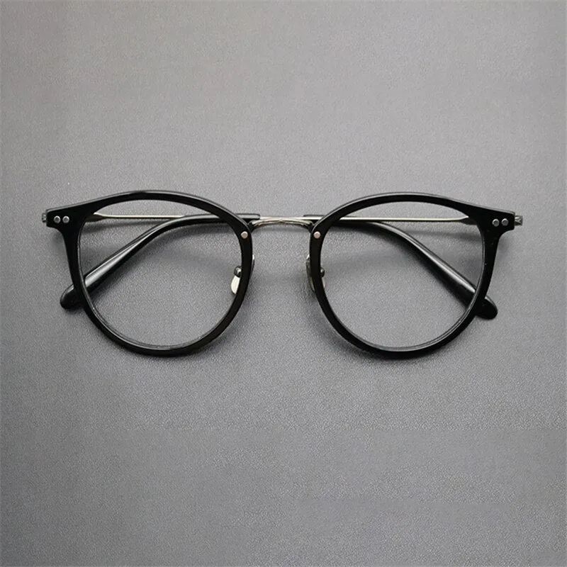 Cubojue Unisex Full Rim Oval Round Titanium Reading Glasses