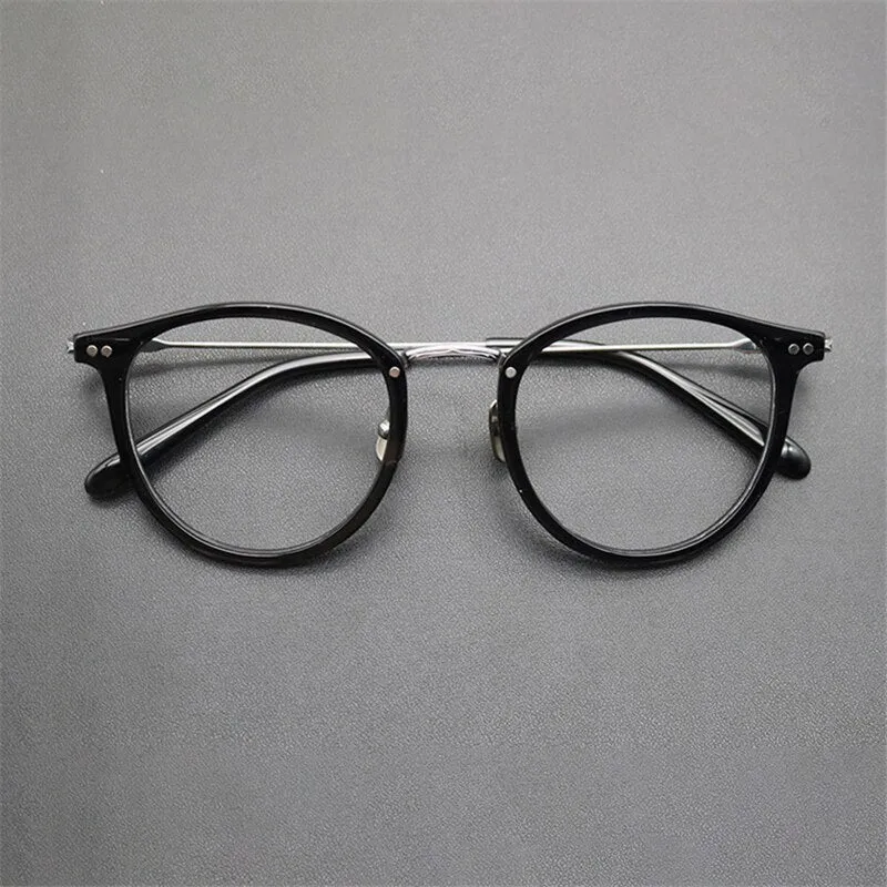 Cubojue Unisex Full Rim Oval Round Titanium Reading Glasses