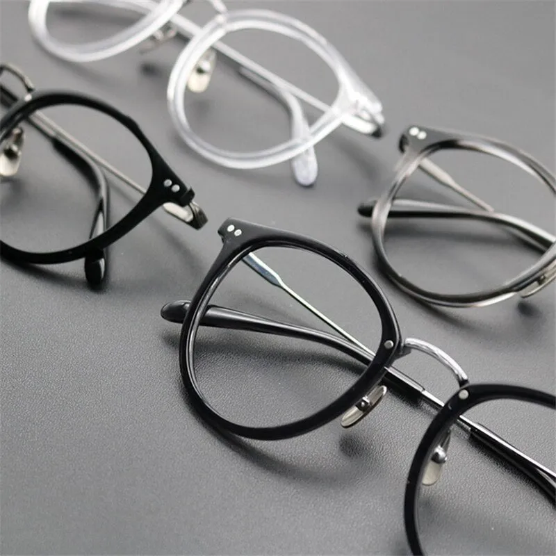 Cubojue Unisex Full Rim Oval Round Titanium Reading Glasses