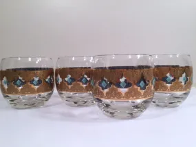 Culver - Signed Mid-Century Seville 22-Karat Gold Roly Poly Glasses (Set of 4)