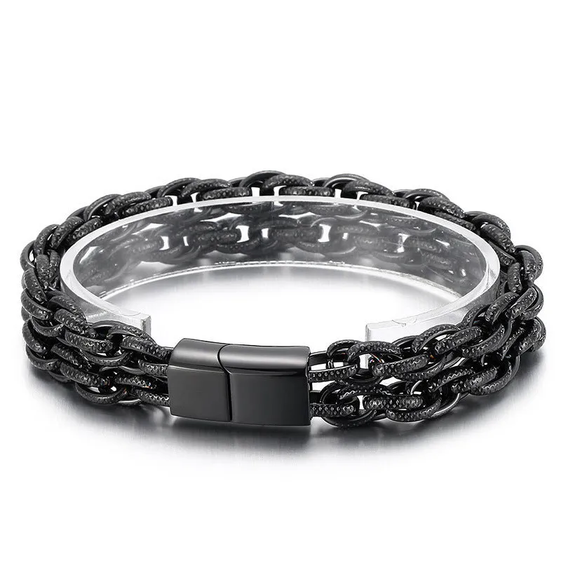 Custom Men's Black Titanium Steel Bracelet - Unique Japanese and Korean Design Gifts for Him