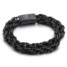 Custom Men's Black Titanium Steel Bracelet - Unique Japanese and Korean Design Gifts for Him