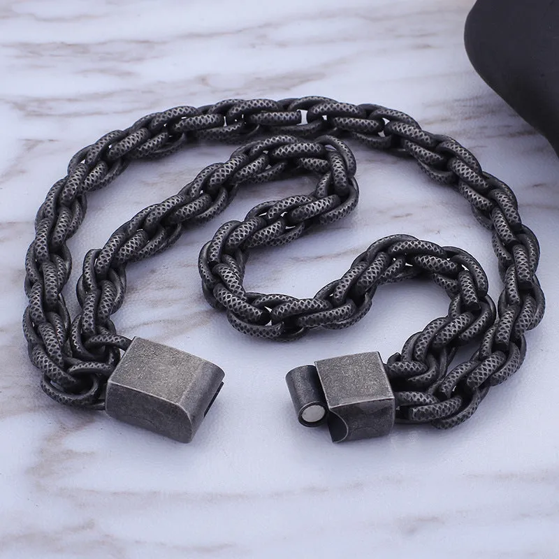 Custom Men's Black Titanium Steel Bracelet - Unique Japanese and Korean Design Gifts for Him