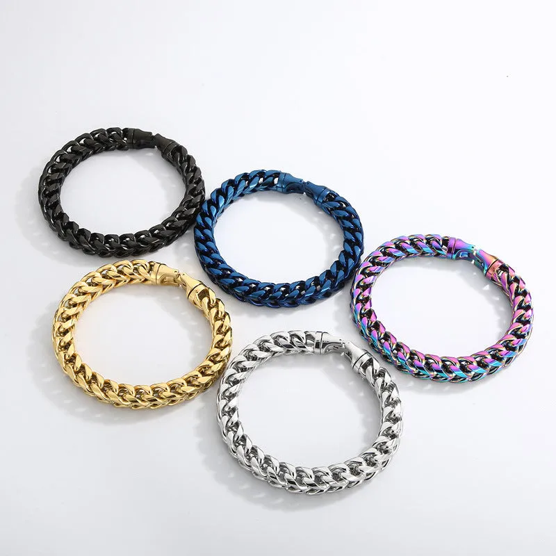 Customizable Multi-Color Stainless Steel Round Link Keel Chain Bracelet for Men