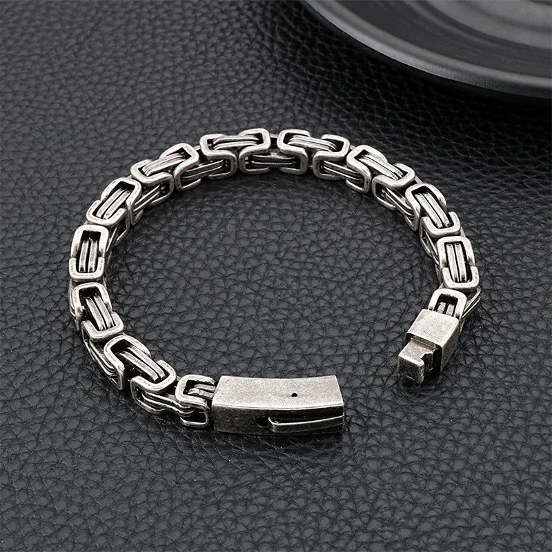 Customizable Retro Titanium Steel Men's Emperor Chain Bracelet