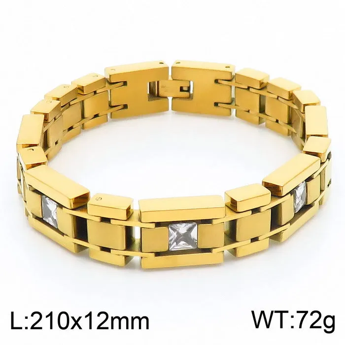 Customizable Zircon-Studded Titanium Steel Bracelet for Men - Trendy One-Piece Hair Jewelry Gift for Birthdays in Europe and America