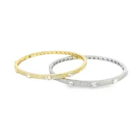 CZ Clear Paved Stone Bangle Bracelet (B113)