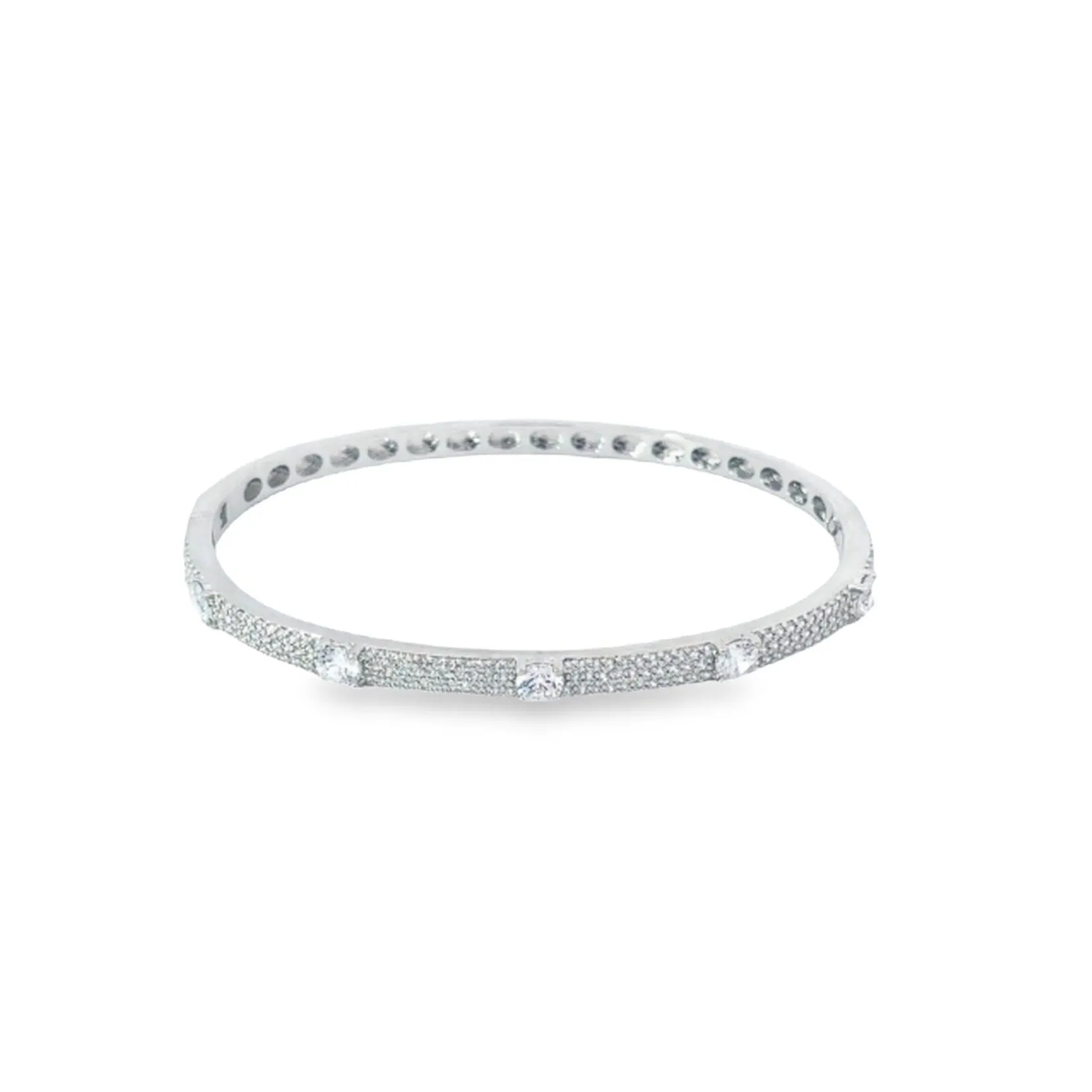 CZ Clear Paved Stone Bangle Bracelet (B113)