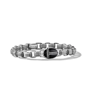 David Yurman Gents Cairo Chain Link Bracelet with Black Onyx and Pave Black Diamonds