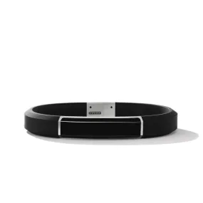 David Yurman Gents Streamline ID Black Rubber Bracelet with Black Onyx, 10MM