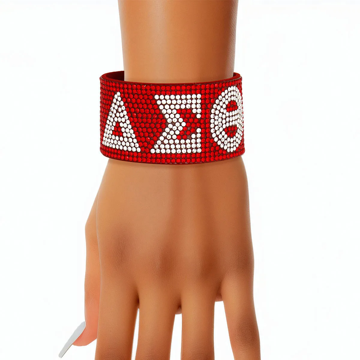 Delta Sigma Theta Bracelet DST Sorority Inspired Red Rhinestone Magnetic Bracelet Delta Sigma Theta