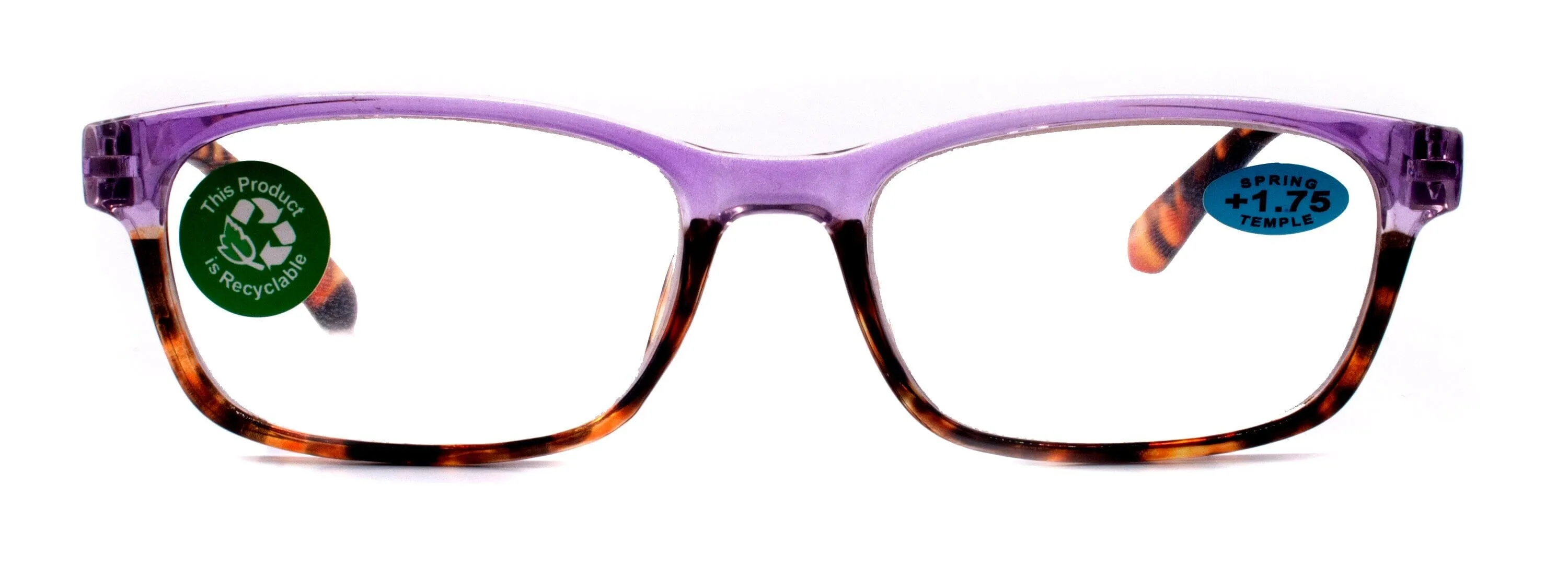 Desiree, (Premium) Reading Glasses High End Reader  1.25.. 3 Magnifying, Square Style (Purple Tortoise Brown) Optical Frame NY Fifth Avenue