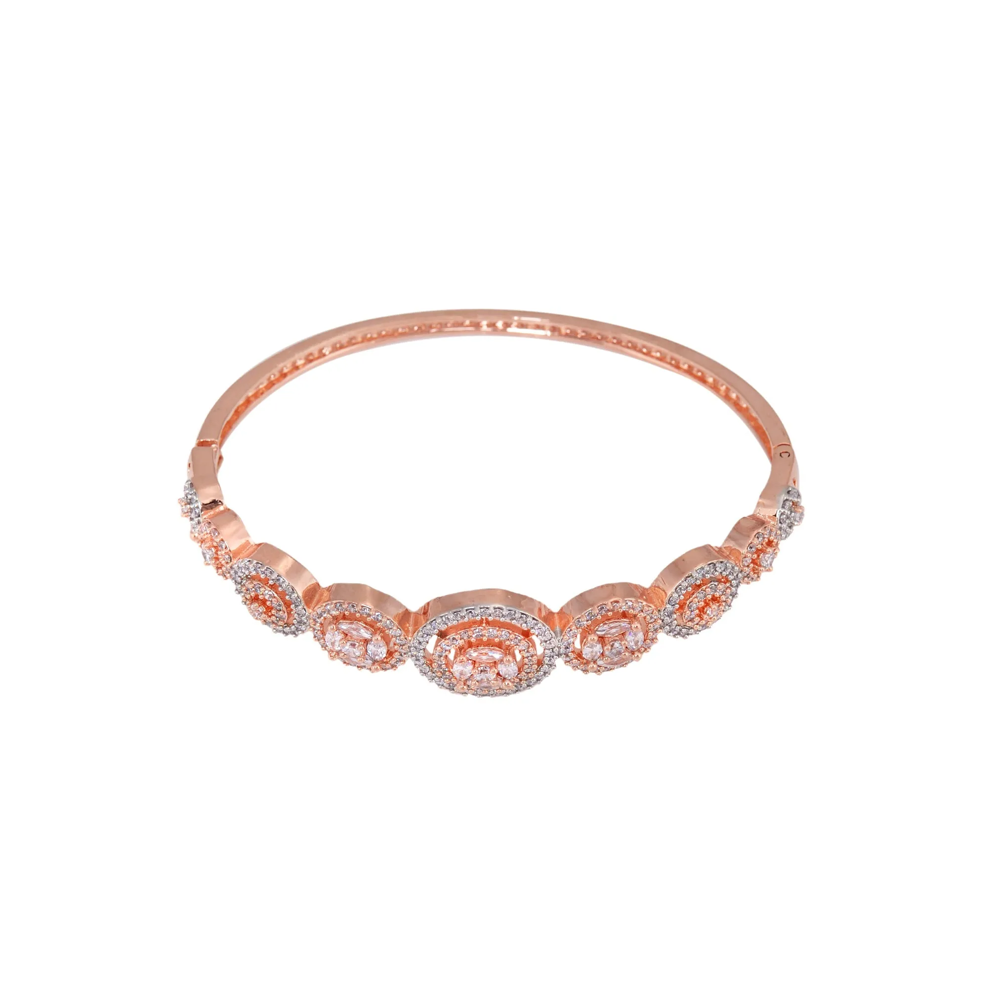 Diamond Encrusted Handcrafted Bracelet, Rose Gold Plated For Women And Girls - Saraf Rs Jewellery