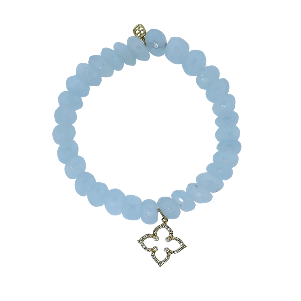 Diamond Moroccan Star Aquamarine Beaded Bracelet