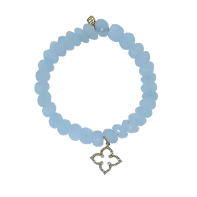 Diamond Moroccan Star Aquamarine Beaded Bracelet