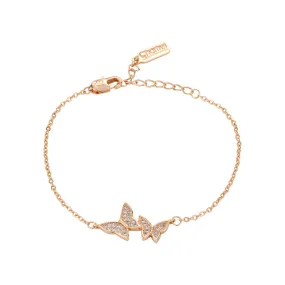 Double Zircon Butterflies Silver Bracelet for Women