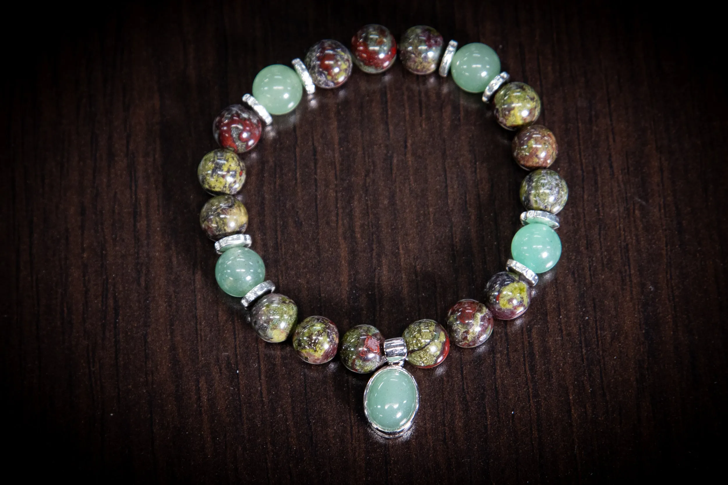 Dragon Agate and Aventurine Healing Bracelet with Cremation Ashes