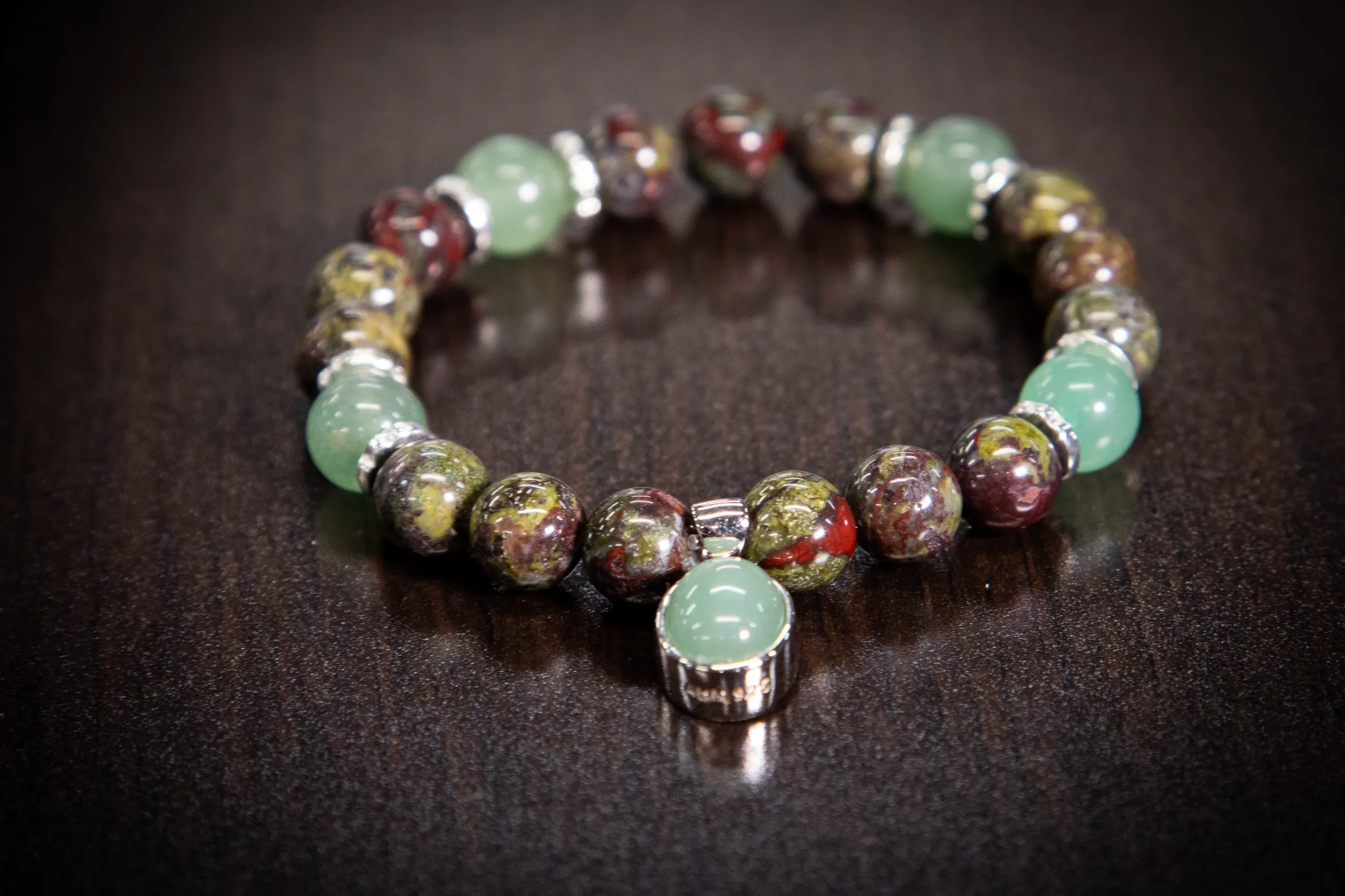 Dragon Agate and Aventurine Healing Bracelet with Cremation Ashes