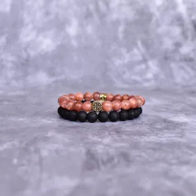 Dual Elemental - Sunstone & Lava Bead Bracelet