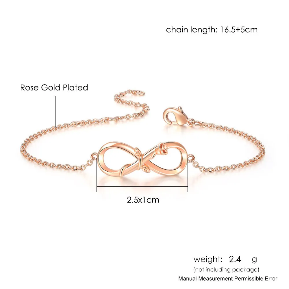 Electroplated gold figure eight rose bracelet