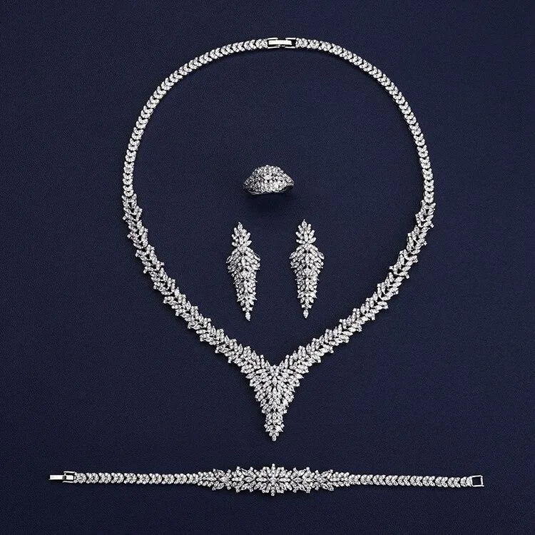 Elegant AAAA  High Quality Cubic Zirconia Diamonds Luxury Wedding Bridal Jewelry Set