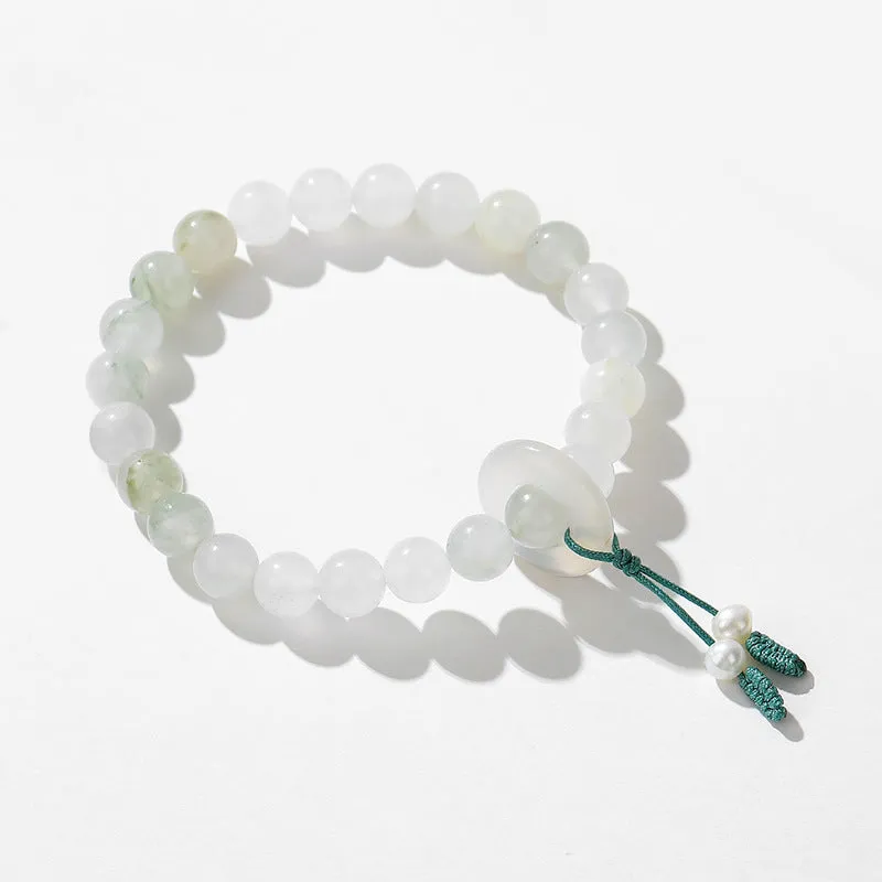 Elegant Green and White Beads Jade Bracelet for Women