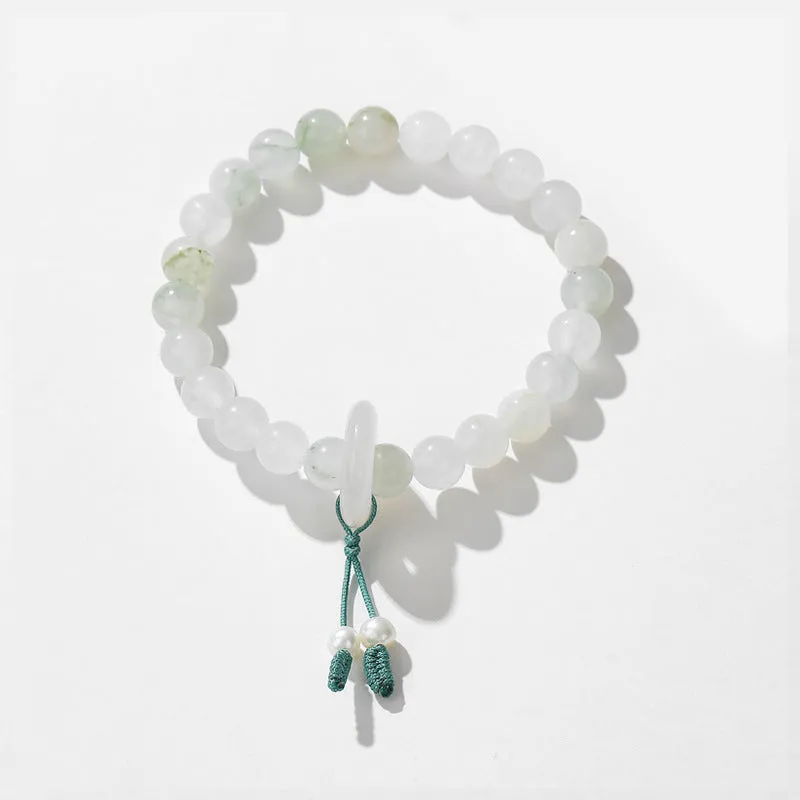 Elegant Green and White Beads Jade Bracelet for Women