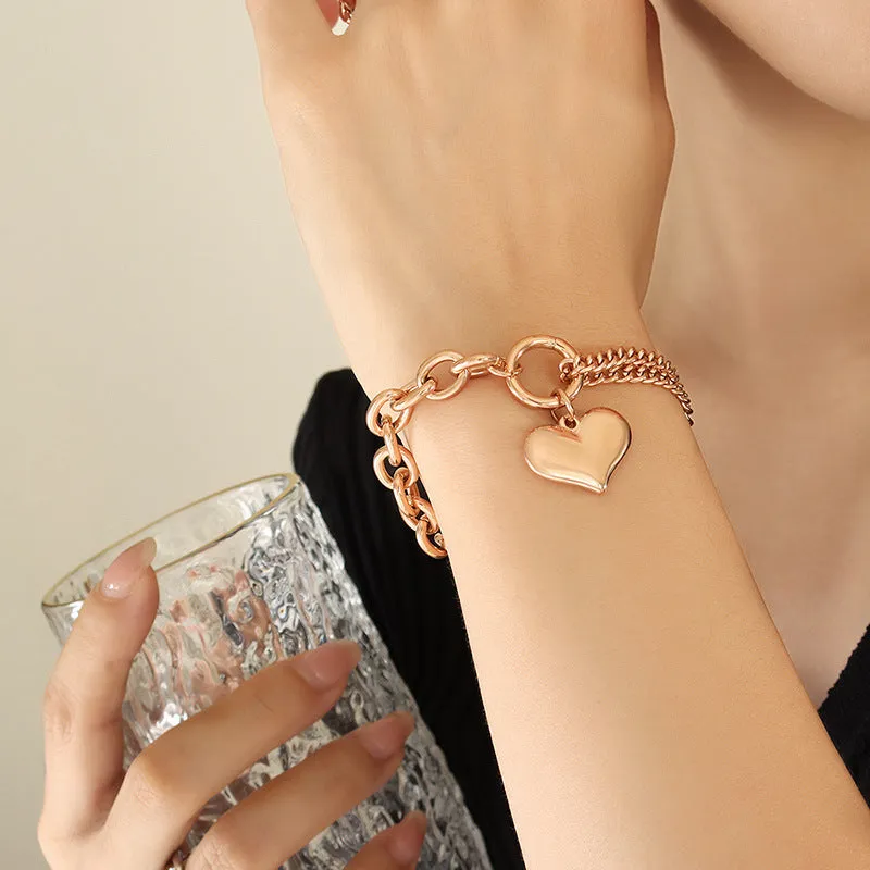 Elegant Titanium Steel Love Bracelet with 18K Gold Plating