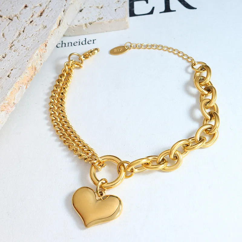 Elegant Titanium Steel Love Bracelet with 18K Gold Plating