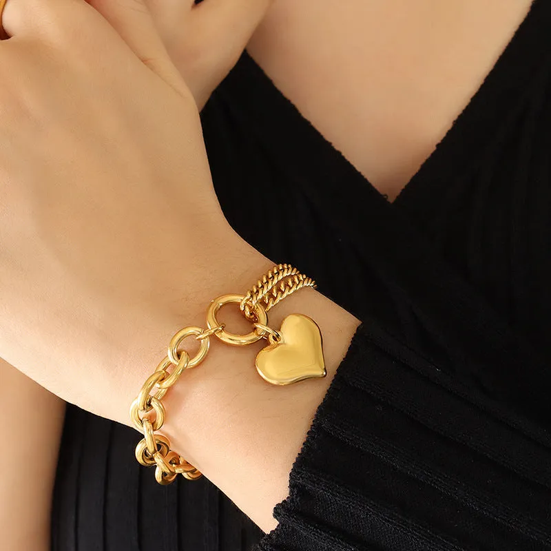 Elegant Titanium Steel Love Bracelet with 18K Gold Plating