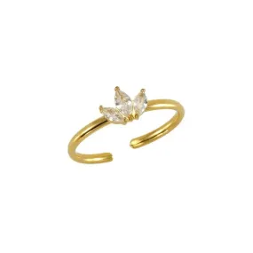 Elegant Zircon Stainless Steel 18K Gold Plated Adjustable Ring