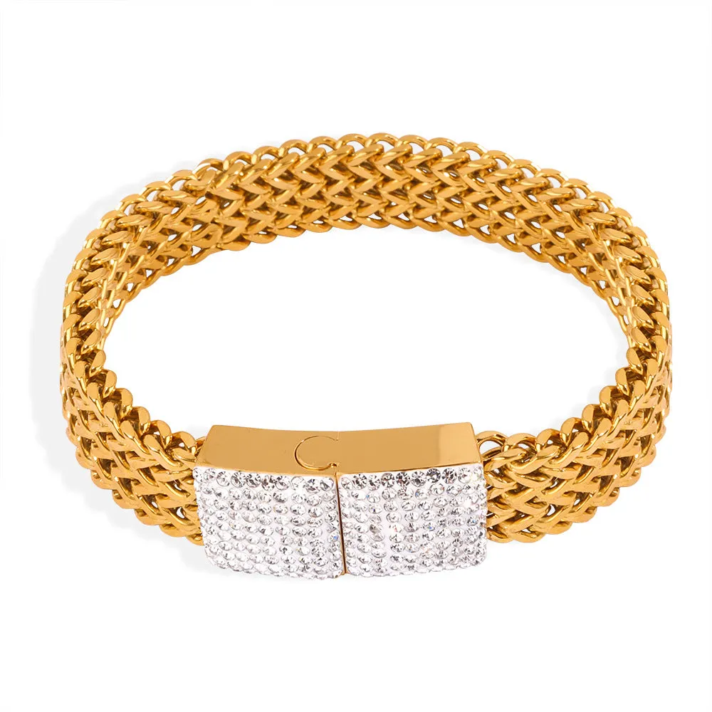 European-American Style Zircon-Encrusted Watch Chain Bracelet - Planderful Everyday Genie