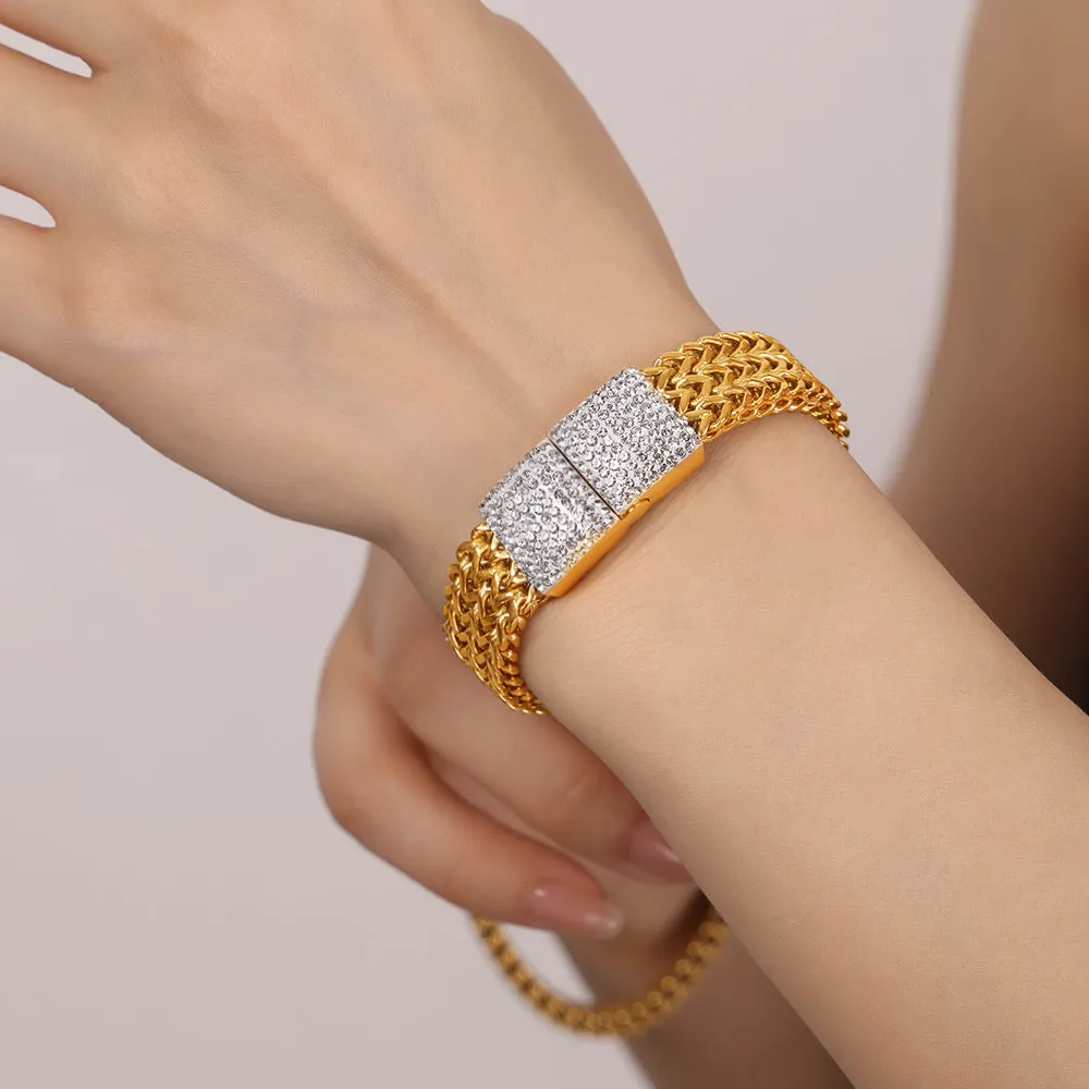 European-American Style Zircon-Encrusted Watch Chain Bracelet - Planderful Everyday Genie