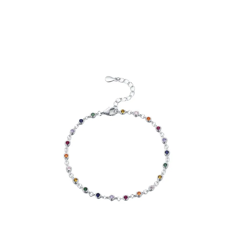 Everyday Genie 925 Sterling Silver Rainbow Zircon Bracelet