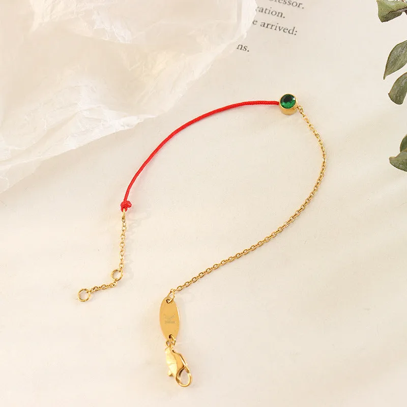 Exquisite Red Rope Bracelet for Men and Women - Titanium Steel Gold-Plated Hand Woven Chain Bracelet