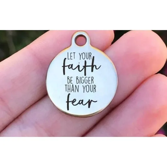 Faith Bigger than Fear Red Chunky Beaded Charm Bracelet