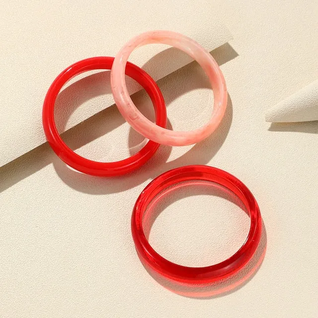 Fakie- the Bakelite Inspired 3 Pc Bangle Bracelet Set 5 Colors