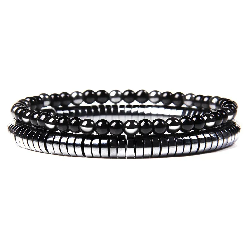 Fashion Natural Stone Beads Men Bracelet Multilayer Black Lava Onyx Beads Charm Punk Bracelet Bangles Women Jewelry Couples Gift