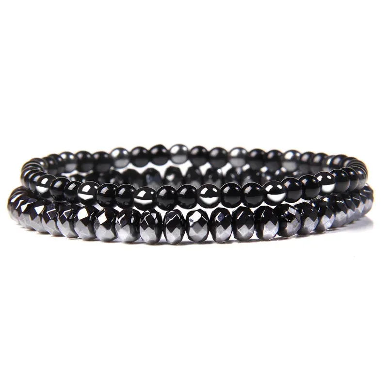 Fashion Natural Stone Beads Men Bracelet Multilayer Black Lava Onyx Beads Charm Punk Bracelet Bangles Women Jewelry Couples Gift