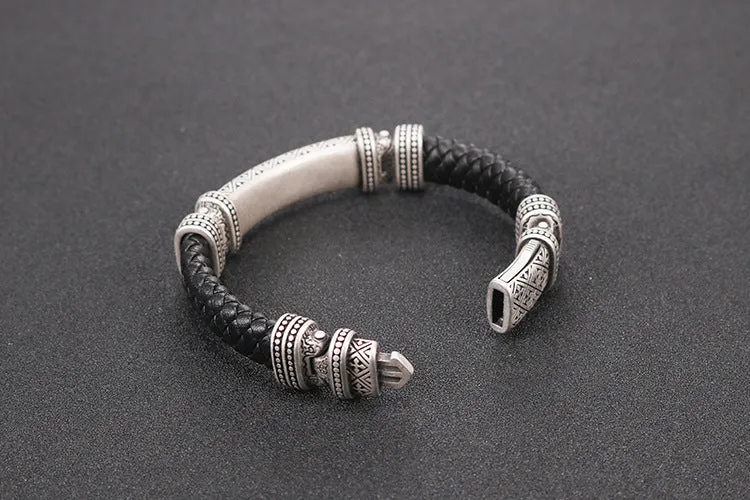 Fashionable Religious Symbol Titanium Steel Bracelet for Men - Retro Personalized Stainless Steel Jewelry