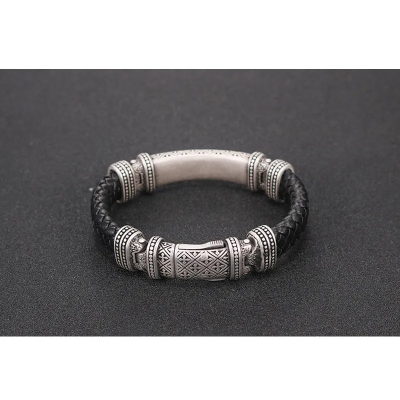 Fashionable Religious Symbol Titanium Steel Bracelet for Men - Retro Personalized Stainless Steel Jewelry